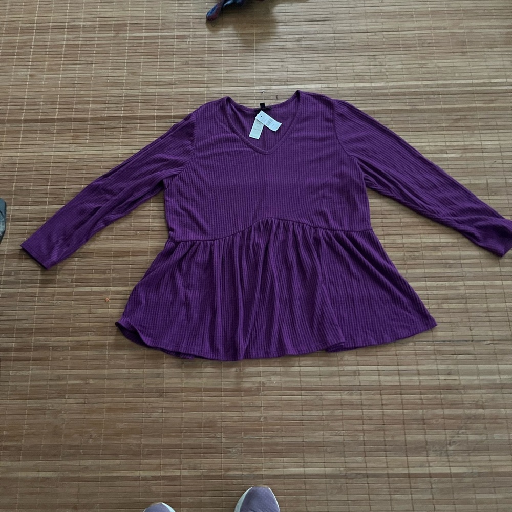 Lane Bryant 22/24  Purple Waffle Weave Top